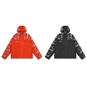Elitework graffiti zip-up multi-pocket hooded jacket-4385  