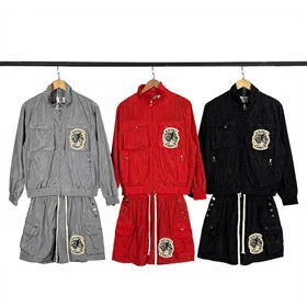 Saint Vanity Badge & Terry Embroidery Stand-Collar Jacket and Shorts Set-6620  